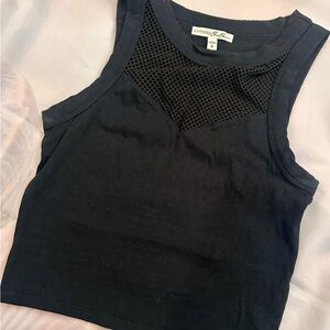 Express Black Sleeveless Mesh Crop Top